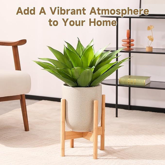 JUSTOYOU 28" Artificial Agave Plants Outdoor Large Fake Agave Plants Faux Succulents for Outdoor Indoor Home Front Porch Decor (2, Green)-Ruum Studio Home