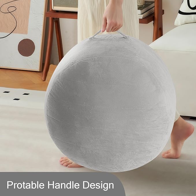 MeMoreCool Round Stuffed Pouf Ottoman Foot Rest, Floor Pouf Foot Stool with Soft Foam Chunk Filling, Small Round Ottoman Footstool Circle Footrest for Living Room, Light Grey-Ruum Studio Home