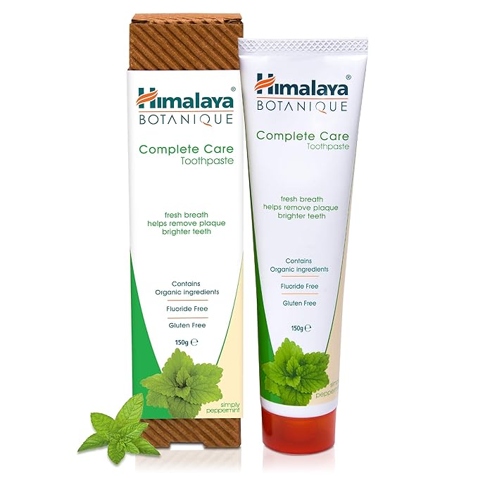 Himalaya Botanique Complete Care Toothpaste, Herbal, Peppermint Flavor, Fights Plaque, Freshens Breath, Fluoride Free, No Artificial Flavors, SLS Free, Cruelty Free, Foaming, 5.29 Oz, 1 Pack-Ruum Studio Home