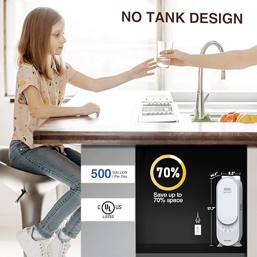 Frizzlife PX500-A Under Sink Tankless Reverse Osmosis Water Filtration System, 500 Gallons Per Day, Remineralizes Water, Easy DIY Installation, Low Maintenance-Ruum Studio Home