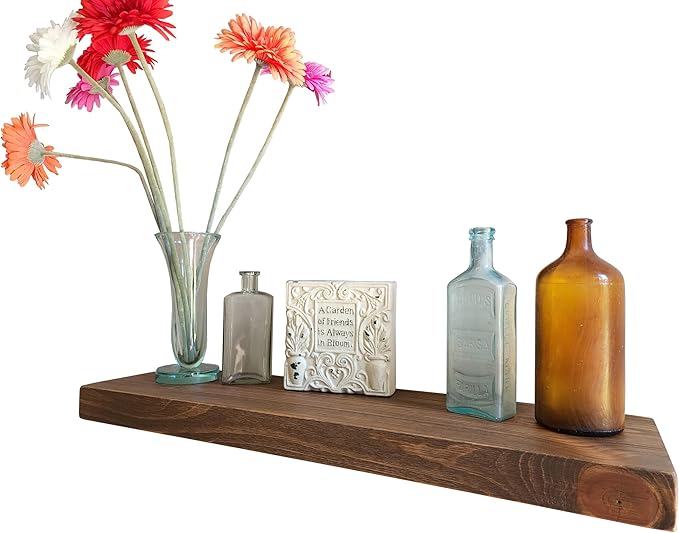 joelsantiques 24 Inch Wooden Floating Shelves for Wall - 24x8x2 in - Made of Natural Wood - Heavy Duty Rustic Wall Shelves for Bedroom - Perfect for Living Room, Kitchen - Medium Brown-Ruum Studio Home