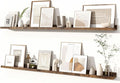 Fun Memories Picture Ledge Shelves Set of 2, 55 Inch Rustic Wall Mounted Floating Shelves with Lip for Home Storage and Décor in Bathroom, Kitchen, Nursery, Bedroom, Living Room, Brown-Ruum Studio Home