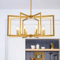 Modern Farmhouse Gold Chandeliers for Dining Room, 8-Light Industrial Metal Chandeliers Geometric Pendant Lights Kitchen Island for Entryway Stairway Foyer Hallway-Ruum Studio Home