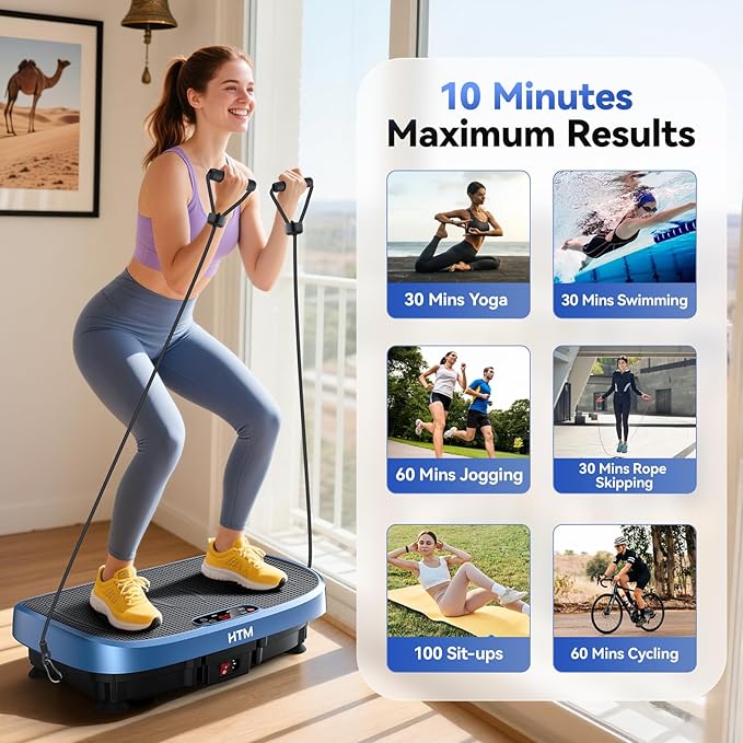 Vibration Plate Exercise Machine - 330lbs Weight Capacity, 120 Speed Levels, 5 Program Modes - Full Body Workout for Home Fitness, Toning & Wellness, LED Display, Low Noise Motor-Ruum Studio Home
