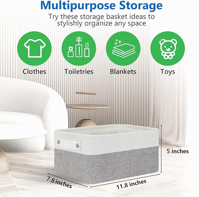 Bidtakay Small Storage Baskets for Organizing [4-Pack] Fabric Storage Bins for Baby Organizer Shelf Baskets for Nursery Storage Collapsible Closet Storage Bins for Home Organization - 11.8x7.8x5 In-Ruum Studio Home