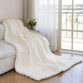 Chunky Knit Blanket - Luxury Soft Cozy Extra Large Size (80 * 90) Throw Blanket,100% Woven Blanket Rope Knot Throw Blanket for Couch, Sofa, Home Decor, Gift - Machine Washable（Milk White ）-Ruum Studio Home
