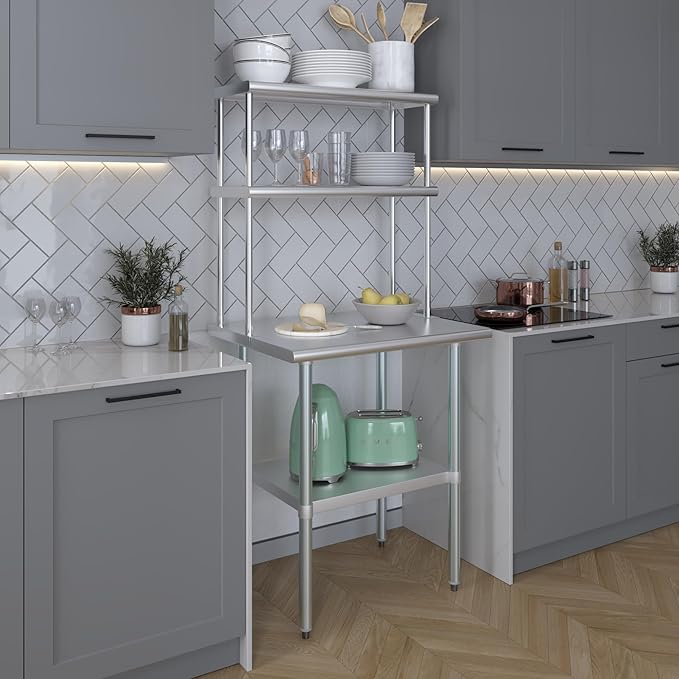 AmGood Double OverShelf Stainless Steel NSF - Many (30" Long x 12" Deep)-Ruum Studio Home