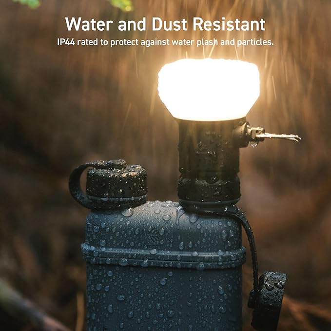 ELECOM NESTOUT Outdoor Camping LED Lantern w/ Mini Tripod, Dimmable USB Powered Soft LED Light, IP44 Water Dust Resistant, 10-350 Lumen, Portable Lamp for NESTOUT Power Bank, Beige (LAMP-1)-Ruum Studio Home