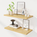 30" Floating Shelves for Wall, 12" Deep Slim Oak Floating Shelves, Wall-Mounted Shelves for Bedroom, Living Room, Kitchen, Bathroom - Set of 2-Ruum Studio Home