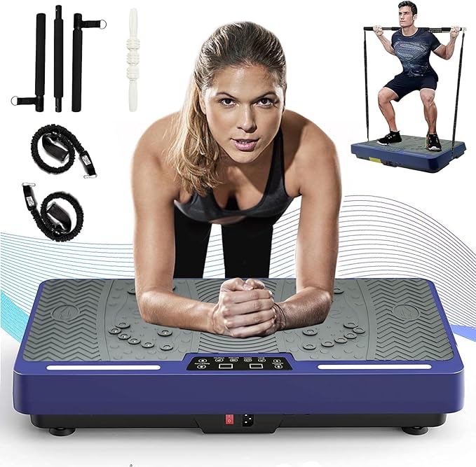 Vibration Plate Exercise Machine - Whole Body Workout Vibration Platform Lymphatic Drainage Machine for Weight Loss Home Fitness with Resistance Bands Remote-Ruum Studio Home