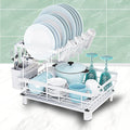 GAXmi Dish Drying Rack Over The Sink Drainer with Drainboard Utensil Holder Cup Holder, 2-Tier White-Ruum Studio Home