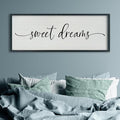 SRSZHIYUE Sweet Dreams Above Bed Wall Decor, 40"x15" Large Rustic Master Bedroom Over Bed Sign Guest Room Couples Wood Framed Farmhouse Horizontal Hanging Decoration (Black)-Ruum Studio Home