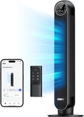 Dreo Tower Fan for Bedroom, Smart Oscillating Quiet Floor Fans, Standing Bladeless Fan with Remote and WiFi Voice Control, 4 Modes, 4 Speeds, 8H Timer, 28dB, Works with Alexa/Google-Ruum Studio Home