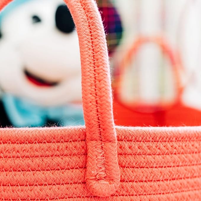 OrganiHaus Tall Rainbow Rope Blanket Basket for Living Room Decor, Cute Woven Baby Laundry Basket, Baby Nursery Hampers for Toys, Kids Laundry Hamper for Dirty Clothes, Decor for Kids Classroom-Ruum Studio Home