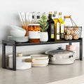 Expandable Cabinet Shelf Organizer 16-26" L Stackable Kitchen Counter Shelf Rack Sink Riser Countertop Storage Black (Normal 7.9”D)-Ruum Studio Home