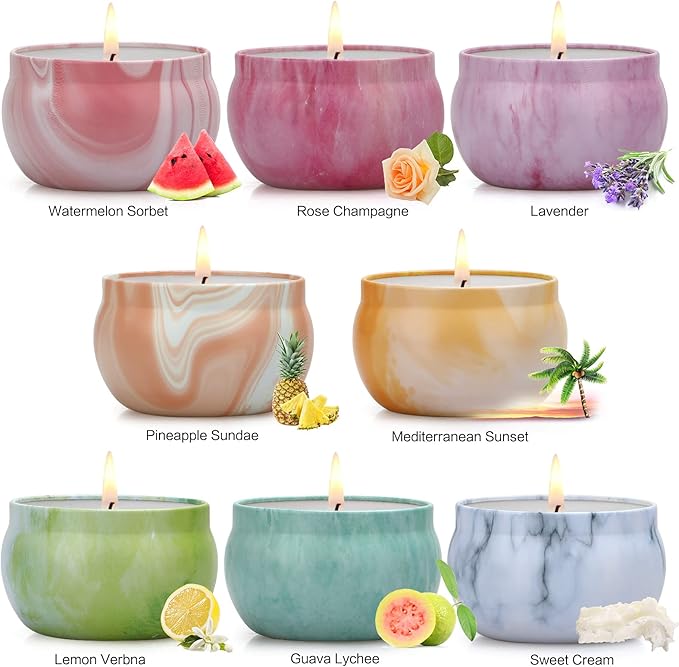 Scented Candles Gifts for Women, 8 Pack Candles for Home Scented, 8% Essential Oil Soy Candle, Stress Relief Gifts for Women, Aromatherapy Candle Set for Birthday, Thanksgiving-Ruum Studio Home