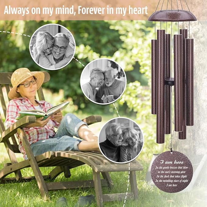 Personalized Sympathy Wind Chimes, Personalized Wind Chimes for Loss of Loved One, Commemorative Sympathy Gifts for Funerals, in Memory of Dad/Mom/Husband/Wife, Ship from US-Ruum Studio Home