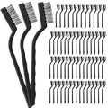 60 Pcs Mini Wire Brush Set Stainless Steel Wire Bristle Scratch Brush Small Metal Brush for Cleaning Curved Handle Masonry Welding for Cleaning Welding Slag and Rust Tool, Black, 6.7 Inches-Ruum Studio Home
