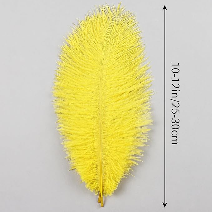 THARAHT Yellow Ostrich Feathers 12pcs Natural Bulk 10-12Inch 25cm-30cm for Crafts Wedding Party Centerpieces Halloween and Home Decoration Feathers-Ruum Studio Home