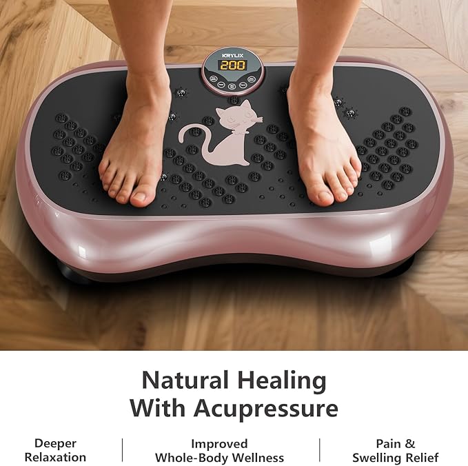 KRYLIX Vibration Plate Machine Exercise Platform for Whole Body Vibration Workout Weight Loss Lymphatic Drainage Fitness Platform Exercise Machine Vibrating Platform for Women Men-Ruum Studio Home