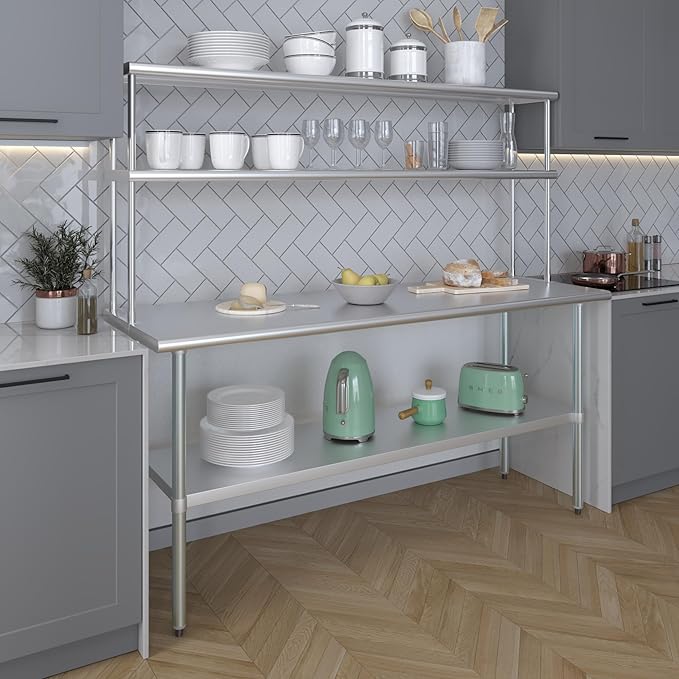 AmGood Double OverShelf Stainless Steel NSF - Many (72" Long x 12" Deep)-Ruum Studio Home