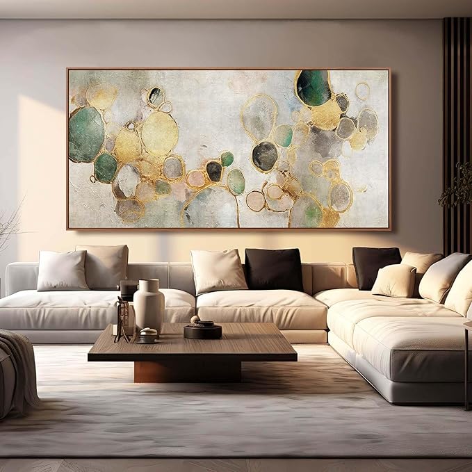YJYart Circle Canvas Wall Decor Green and Gold Wall Art Posters Abstract Wall Decorations 36"x70" Home Decor for Bedroom Living Room-Ruum Studio Home