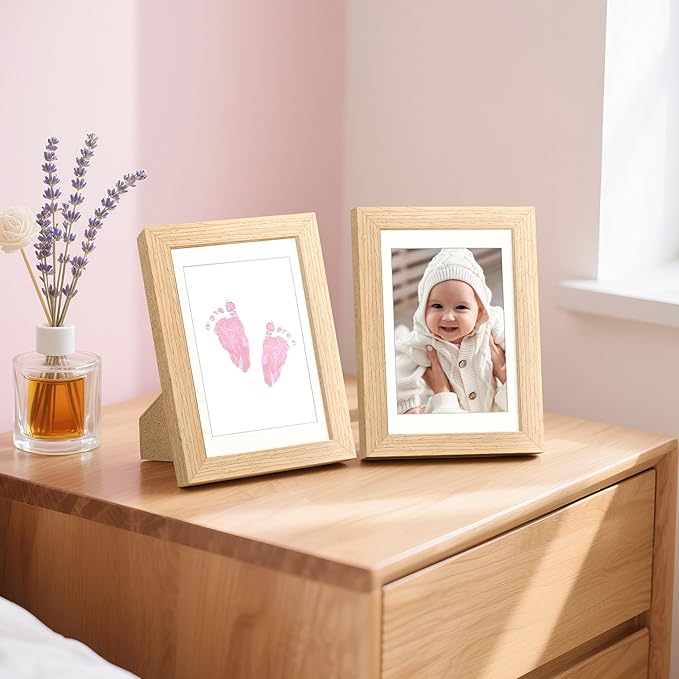 upsimples 4x6 Picture Frame, Natural Solid Wooden Picture Frames, Display 3.5x5 with Mat or 4 x 6 Without Mat, Wall or Tabletop, 1 Pack, Natural-Ruum Studio Home
