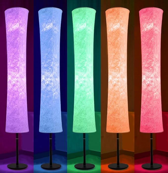 BLUEYE Floor Lamp,RGBCW 2700K-6500K,APP & Remote&Smart Voice Control, 2 X 60W Equivalent, No Hub Required,Compatible with Alexa Google Assistant, 60'' Standing Lamp for Bedroom, Similar Fabric-Ruum Studio Home