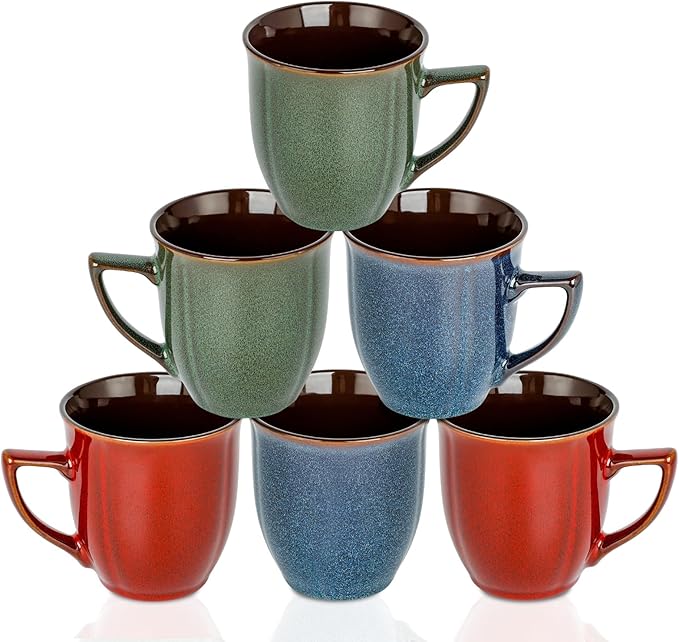 Ceramic Mugs 14 Oz,Mugs Set for Men Women, Ceramic Mugs Set with Large Handle for Coffee Tea Milk Cocoa, Coffee Cups Set of 6 Gift for Dad Mom,Easy to Clean & Hold, Microwave Safe.-Ruum Studio Home