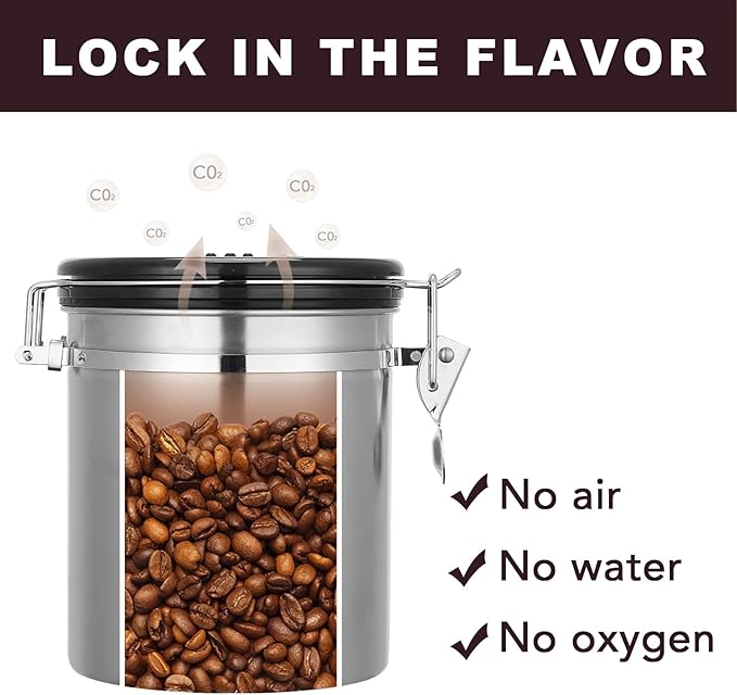 ShanSon Coffee Canister Airtight Coffee Container Stainless Steel Coffee Bean Storage Container with Scoop Coffee Canister for Beans Grounds Sugar Flour Tea Cereal,16OZ,Silver-Ruum Studio Home