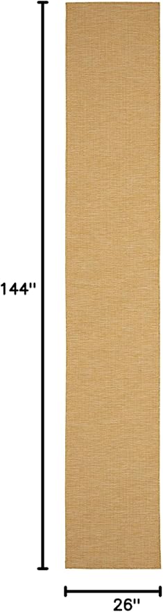 Nourison Positano Indoor/Outdoor Yellow 2'2" x 12' Area Rug, Easy Cleaning, Non Shedding, Bed Room, Living Room, Dining Room, Backyard, Deck, Patio (2x12)-Ruum Studio Home