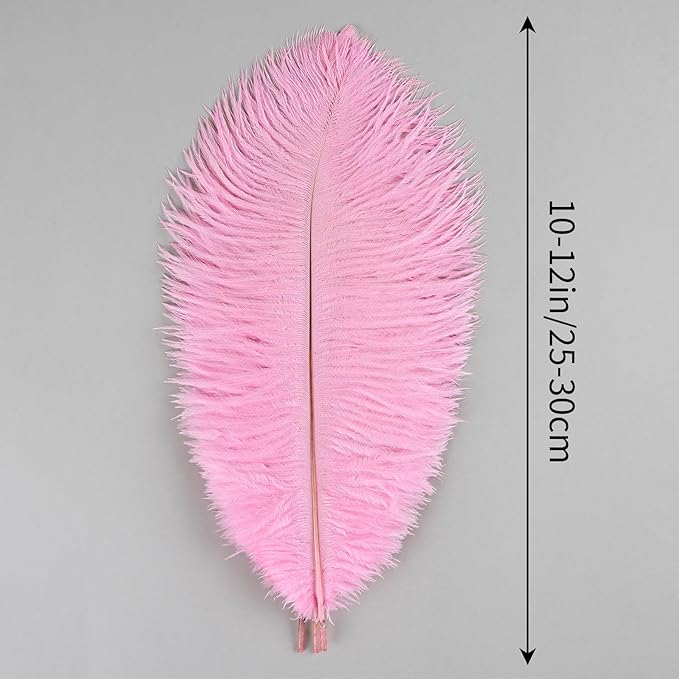 THARAHT Pink Ostrich Feathers 24pcs Natural Bulk 10-12Inch 25cm-30cm for Crafts Wedding Party Centerpieces Easter Gatsbi and Home Decoration Feathers-Ruum Studio Home