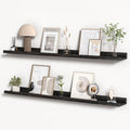 Floating Shelves for Wall, Picture Ledge Shelf 48 Inch Solid Wood Set of 2, Rustic Wall Shelves with Lip, Kids Bookshelf, Photo & Picture Live Edge Floating Shelves for Bedroom, Living Room, Kitchen-Ruum Studio Home