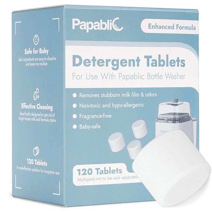 Papablic 120Pcs Official Detergent Soap Tablets for Baby Brezza,GROWNSY,Momcozy Bottle Washer Pro, Effective Cleaning with Safe Highly Concentrated Formula-Ruum Studio Home