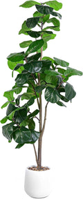 Artificial Fiddle Leaf Tree, 6ft Faux Plant Fake Ficus Lyrata Trees with White Planter, Artificial Fig Trees Floor Plants for House Office Living Room Indoor Home Decor, Housewarming Gift-Ruum Studio Home