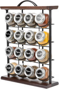 Orii 16 Jar Acacia Wood & Metal Wire Spice Rack with Spices Included, Storage for Spices and Seasoning, Black & Brown-Ruum Studio Home