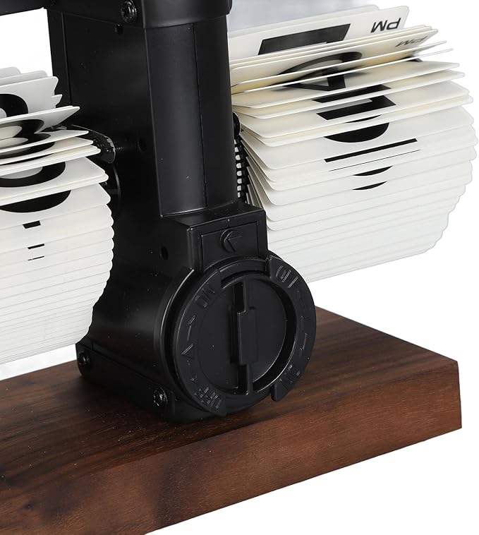 Flip Desk Clock, Retro Vintage Flip Desk Table Clock, Digital Sided Large Numbers Mechanical Flip Clock Wood Base for Living Room, Study Room and Office（Black）-Ruum Studio Home