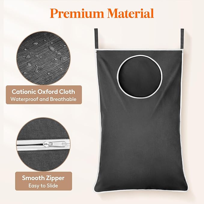 Lifewit Over Door Laundry Hamper, Large Collapsible Hanging Laundry Hamper, Hanging Laundry Basket Bag for Bathroom Bedroom Dirty Clothes Storage Organizer, Dark Gray-Ruum Studio Home
