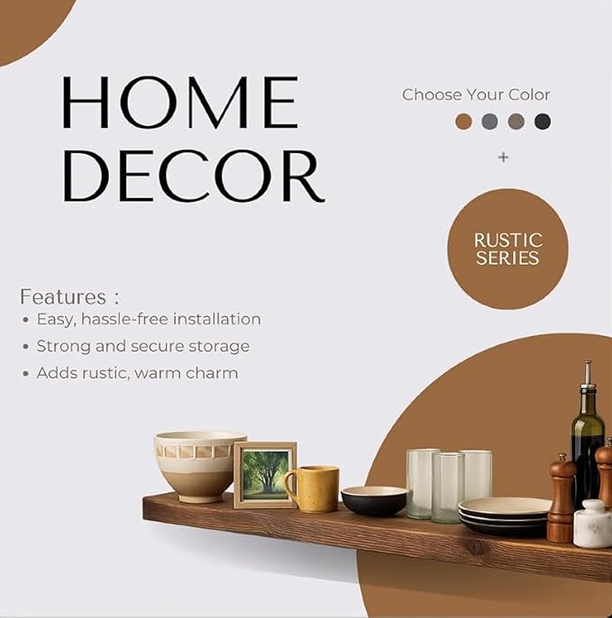 joelsantiques 36 Inch Wooden Floating Shelves for Wall - 36x6x2 in - Made of Natural Wood - Long Heavy Duty Rustic Wall Shelves for Bedroom - Perfect for Living Room, Kitchen - Medium Brown-Ruum Studio Home