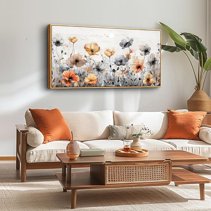 ZUITINGHUA Large Wood Framed Wall Decor For Living Room Canvas Wall Art For Office Modern Wall Decorations For Bedroom Flowers Landscape Paintings Farmhouse Pictures Artwork Home Decor 24x48 In-Ruum Studio Home