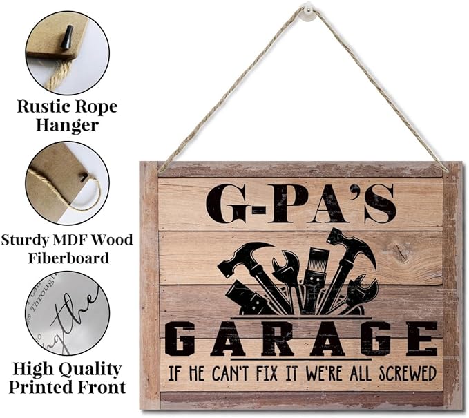 Rustic Wood Sign - Father's Day & Grandpa's Gift - Decor Hanging Wall Art - 'If He Can't Fix It...'-Ruum Studio Home