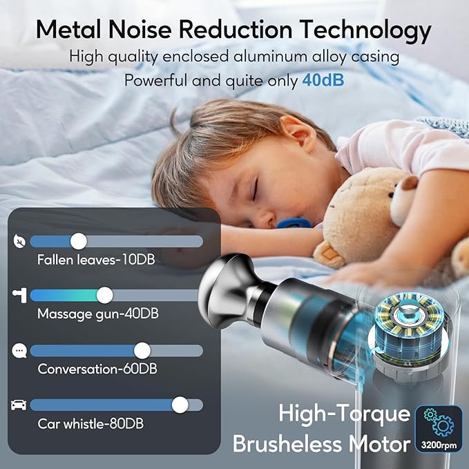 arboleaf Massage Gun Deep Tissue with Metal Head, Full-Metal Electric Portable Hand Held Massager Gun with Case for Back, Body Sore Muscles, Pain Relief, Gifts for Dad, Office, Home, Athletes-Ruum Studio Home