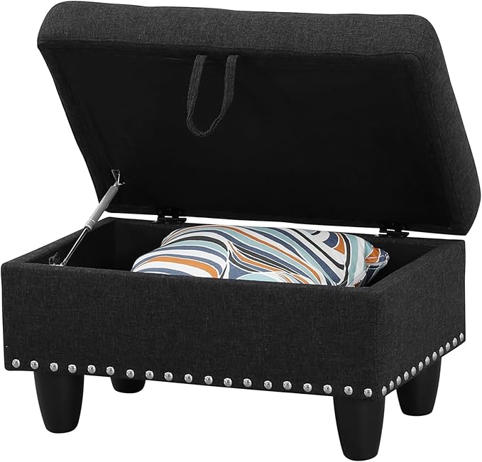 Ottoman Rectangular Storage Ottoman Bench, Footrest Stool Footstool with Lid for Living Room, Bedroom, Entryway, Brown, 28.5"x19.5"x17.5"-Ruum Studio Home