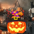 Halloween Pumpkin Decorations, Lighted Jack-O-Lantern with Maple Leaves Berries Witch's Hat, Halloween Wreaths Door Sign Wood Pumpkin for Front Door Indoor Outdoor Yard Party Cartoon Hanger Decor-Ruum Studio Home
