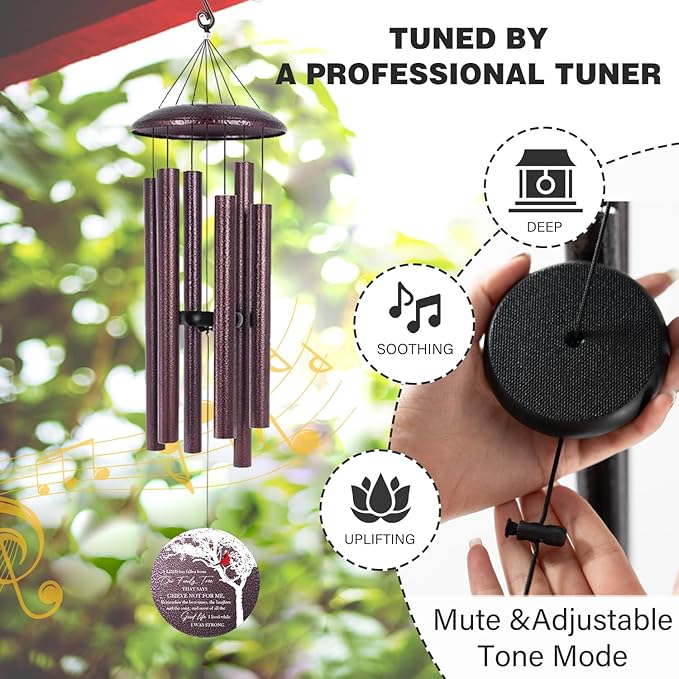 ASTARIN 36" Large Deep Tone Personalized Name Sympathy Wind Chimes, Cardinal Memorial Wind Chime for Loss of Mother Father Loved One, Bereavement Condolence Gifts Decor Outdoor Patio Garden-Ruum Studio Home