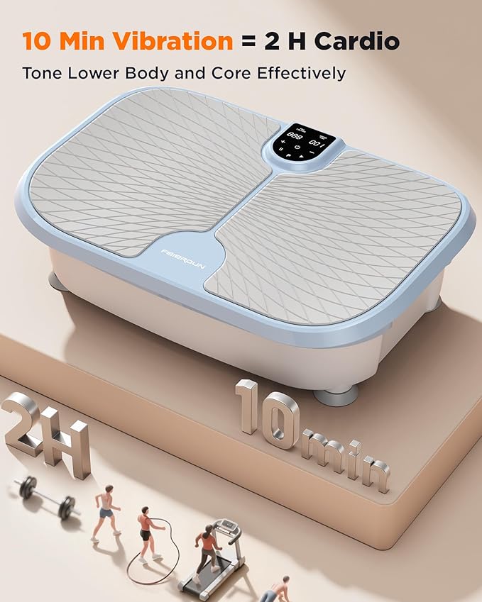 FEIERDUN Vibration Plate Exercise Machine, 400 LBS Capacity Vibration Plate for Lymphatic Drainage, Max Space for Whole-Body Workout & Relaxation at Home-Ruum Studio Home