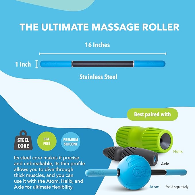 RAD Rod Mini – Compact Deep Tissue Massage Roller Stick – Travel-Ready Myofascial Release Tool for Legs, Back, Neck, Arms & Shoulders – Muscle Roller for Mobility & Recovery-Ruum Studio Home