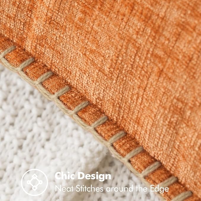 MIULEE Pack of 2 Fall Couch Throw Pillow Covers 20x20 Inch Orange Farmhouse Decorative Pillow Covers with Stitched Edge Soft Chenille Solid Dyed Pillow Covers for Sofa Bed Living Room-Ruum Studio Home