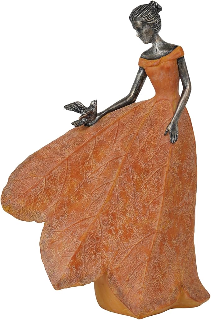 Guichifun Fairy Statue Collection Home Decoration - Orange Leaf Angel Girls Resin Fall Decor for Outside or Inside Rustic Garden Outdoor Yard Decorations Figurines Gift 8.5 x 5.25 x 12 Inch-Ruum Studio Home