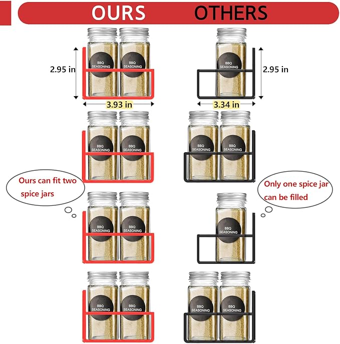 Magnetic Spice Rack Organizer for Fridge Seasoning Organizer for Kitchen Storage With Screw Magnetic Shelf for Oven, RV,Garage,Bathroom (Red, 4pack)-Ruum Studio Home